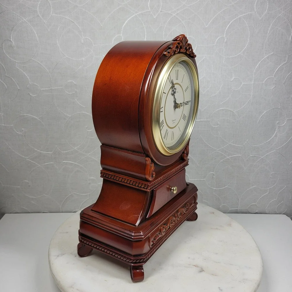 Bulova Rhapsody Mantel Clock Westminster Wood 3 Chime Battery Operated Drawer